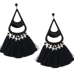 VINEYARD VINES Multi Tassel black earrings